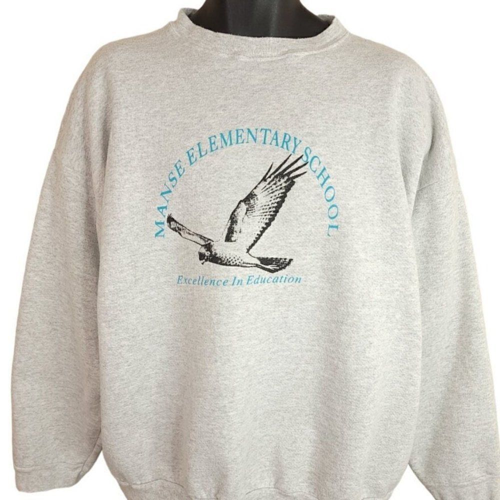 Manse Elementary School Sweatshirt Vintage 90s Hawks Pahrump Nevada Mens 2XL
